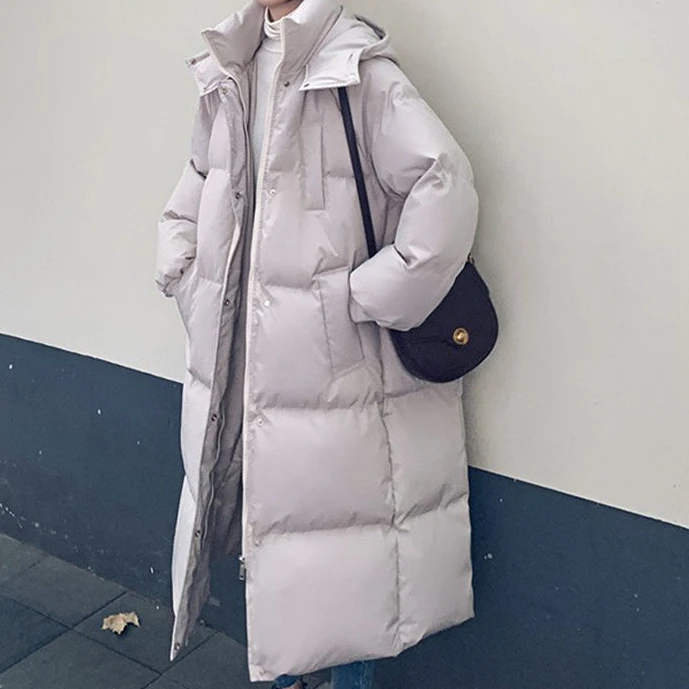 森馬加厚款羽绒衣女2023年新款冬装过膝长款冬季面包服外套