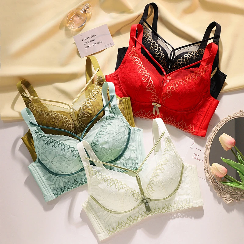 【两件装】收副乳大红防下垂蕾丝背心聚拢上托无钢圈女性感舒适背心