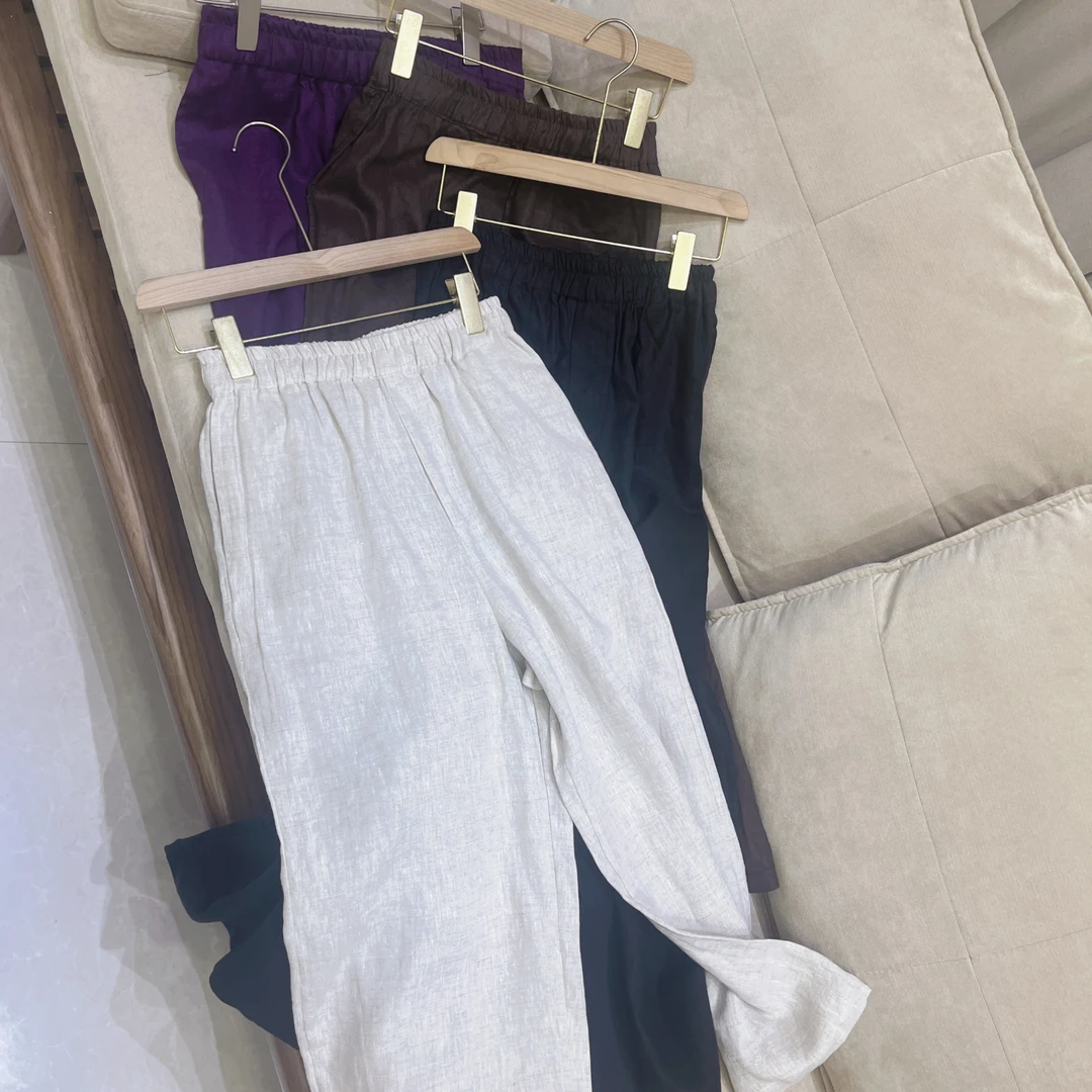 100亚麻女士纯色长裤阔腿休闲百搭时尚 不挑人不撞色  工厂直发！