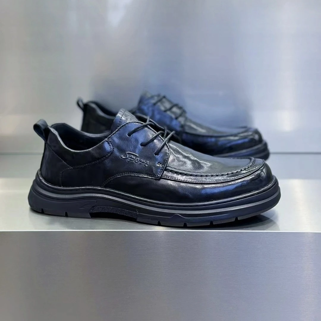 2024新款休闲鞋时尚百搭修身男士黑色商务皮鞋结婚鞋