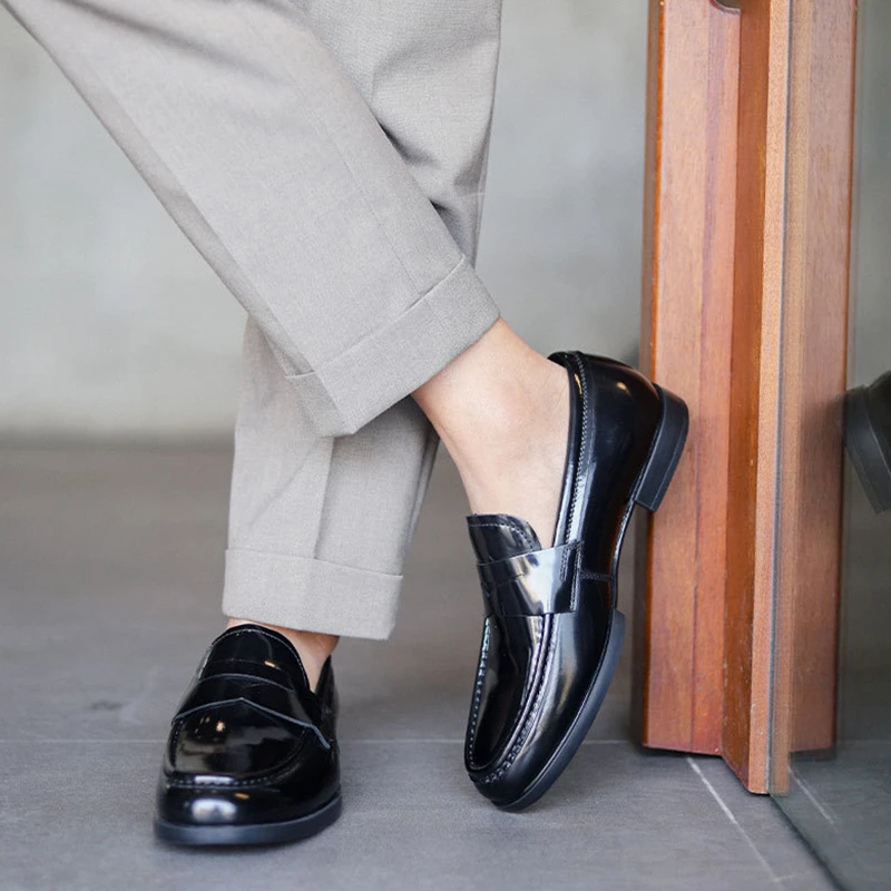 高档手工时尚透气驾车豆豆鞋男真皮商务英伦休闲乐福小皮鞋孟克鞋