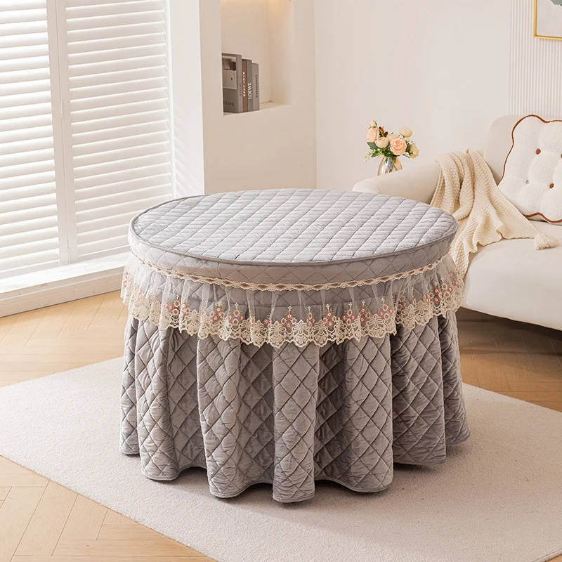 新款圆形烤火罩加厚圆桌取暖桌大圆桌餐桌烤火被烤火桌子罩套火炉