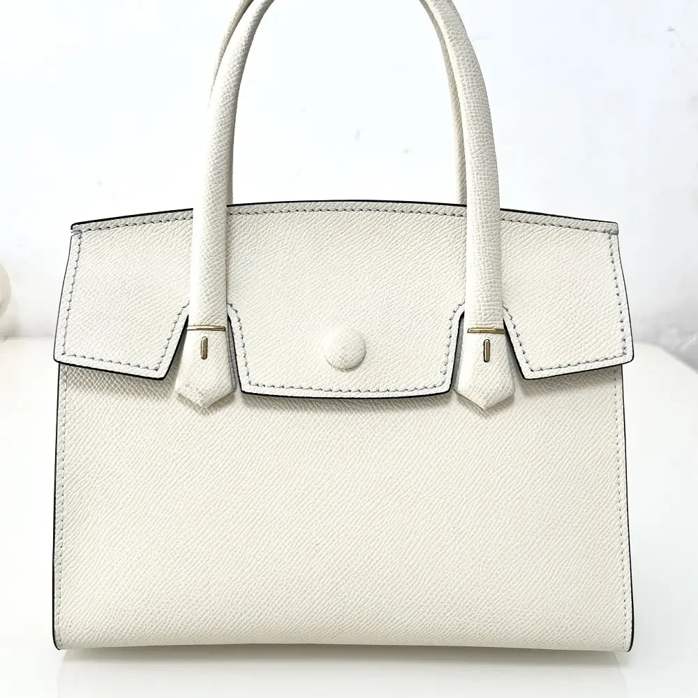 轻奢白色手提包简约时尚设计头层牛皮单肩斜挎手拿包手拎包女包