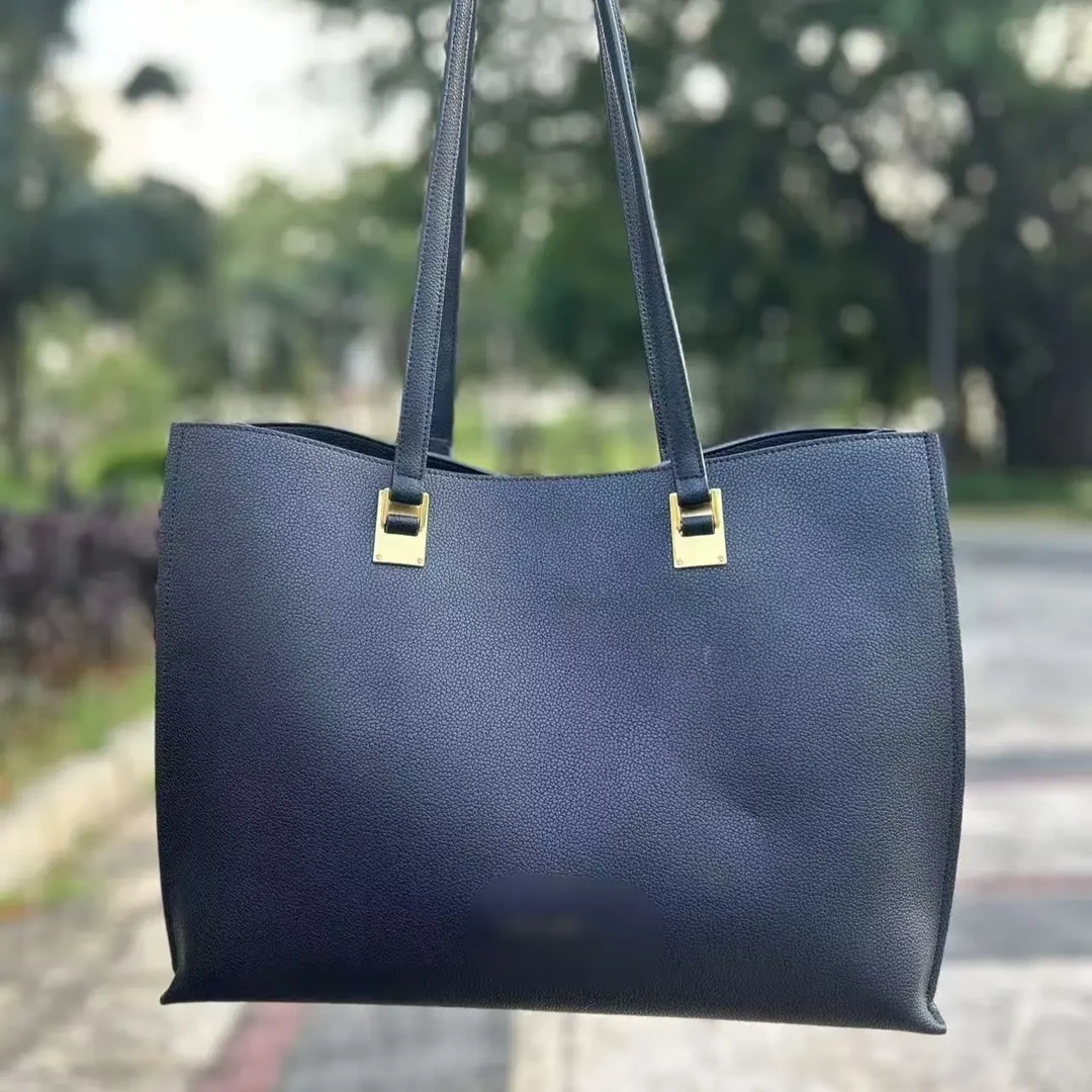 轻奢深蓝色多功能手提包蓝色时尚百搭通勤黑色托特包单肩手拎包