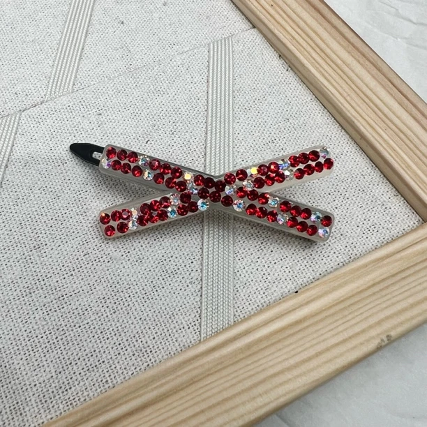 韩版交叉蛙扣侧边夹头花成人简约发饰气质发夹可爱头饰夹子发卡