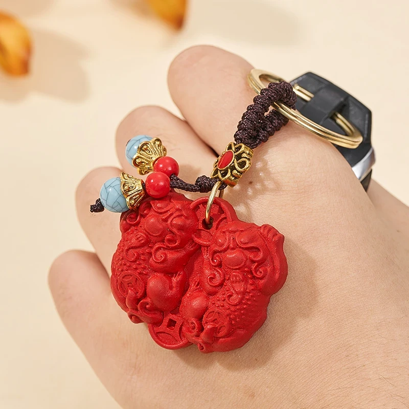 【师傅推荐】红沙生肖貔貅钥匙扣寓意钥匙扣新年新款钥匙扣