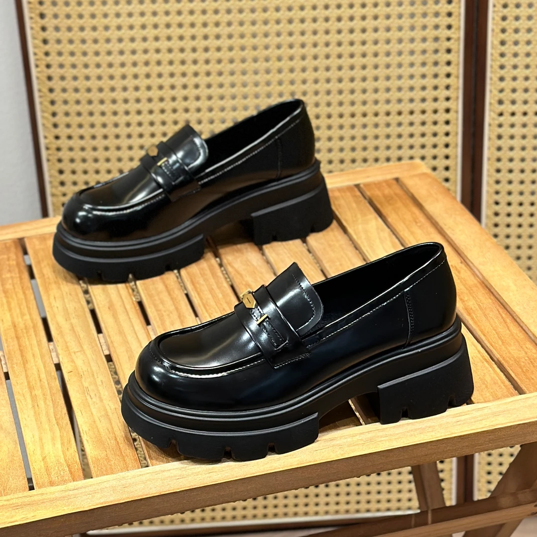 厚底乐福鞋女2024年新款秋季增高6cm英伦风小皮鞋配裙子时尚单鞋