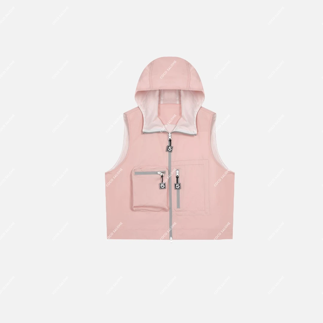 COCOSALOME⑥【夏令营】运动百搭通勤轻奢口袋马甲洋气衣服女B157