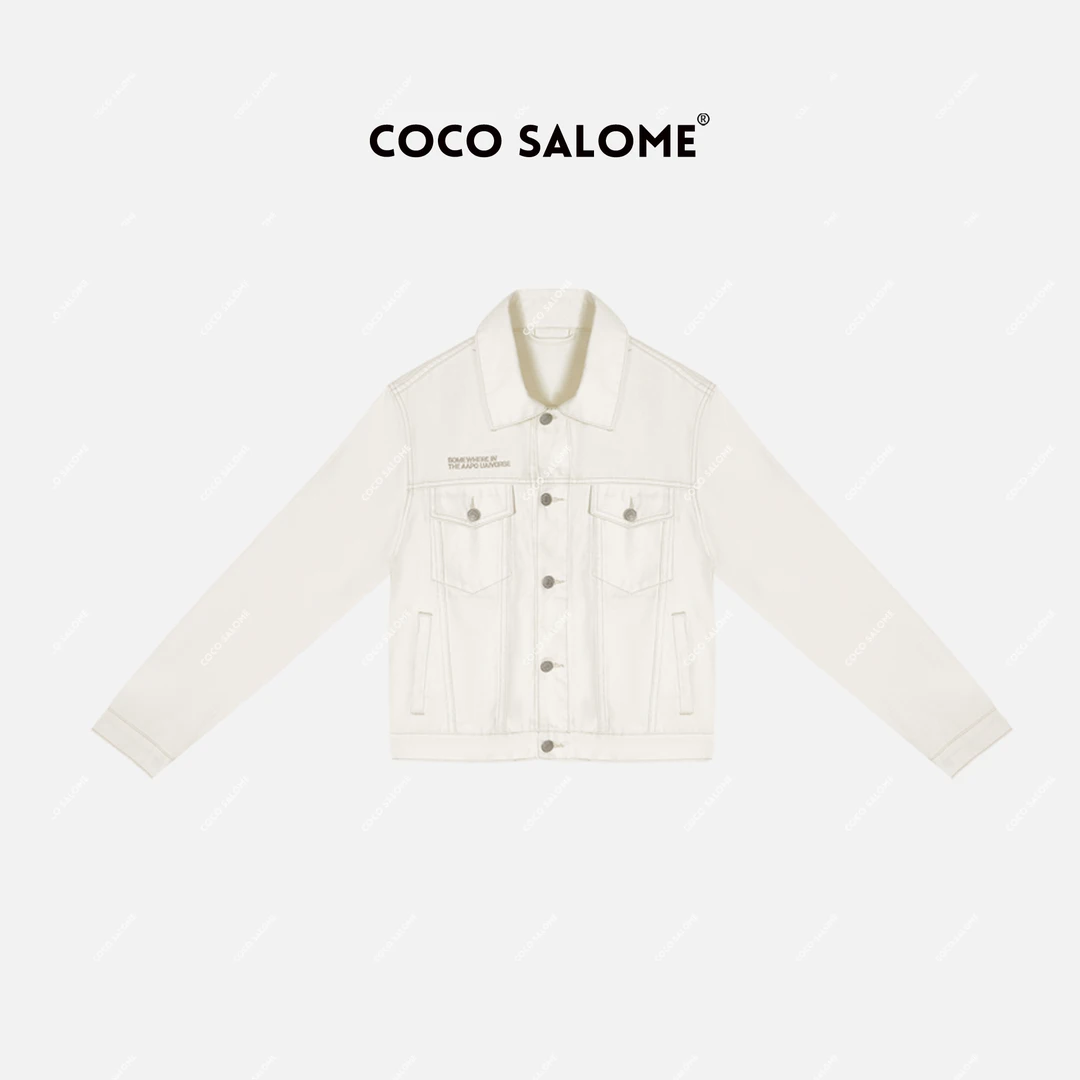 COCO SALOME⑥【白桃园】100棉重工刺绣简约水洗轻奢牛仔外套女1797