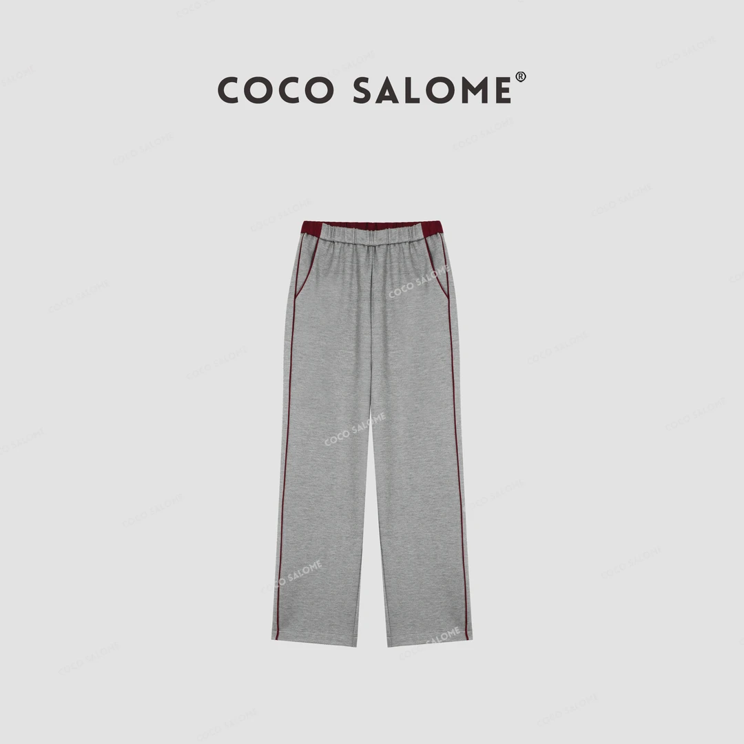 COCO SALOME⑥【焦点裤】进口阳离子+羊天丝立体撞色线休闲裤379S