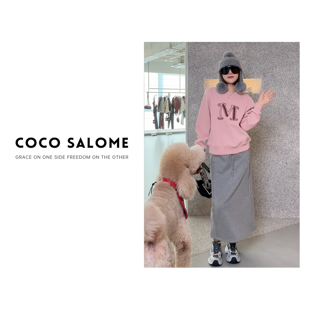 COCO SALOME⑥【M卫衣】秋冬季新款时尚加绒百灵达刺绣轻奢卫衣750Y