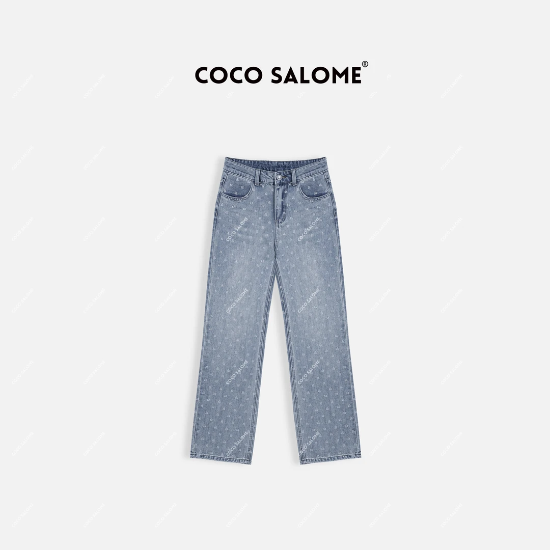 COCO SALOME⑥【妙笔生花】冬季烫钻新款穿搭裤子韩系印花牛仔裤1087