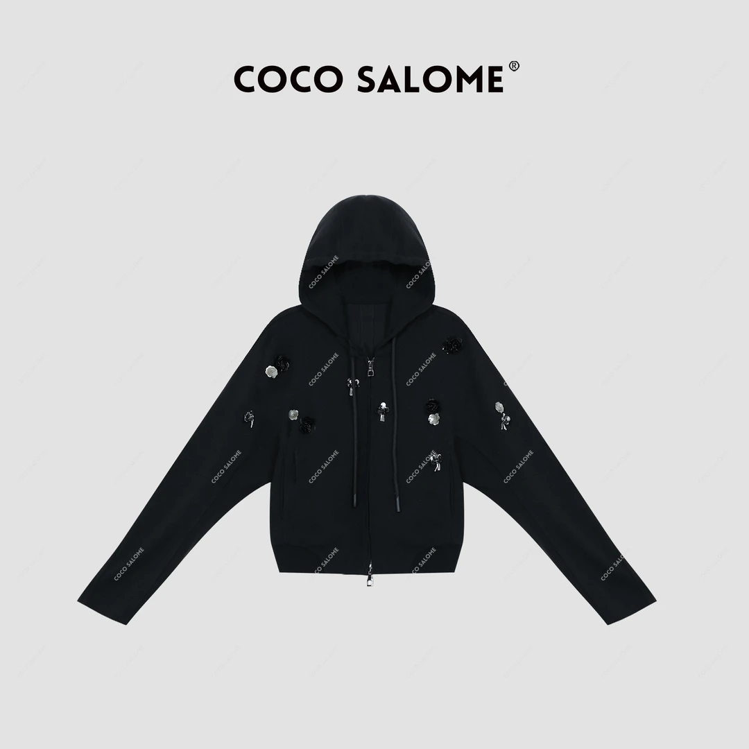 COCO SALOME⑥【悠然上衣】冬季针织手工定制珠片韩系穿搭女外套7063