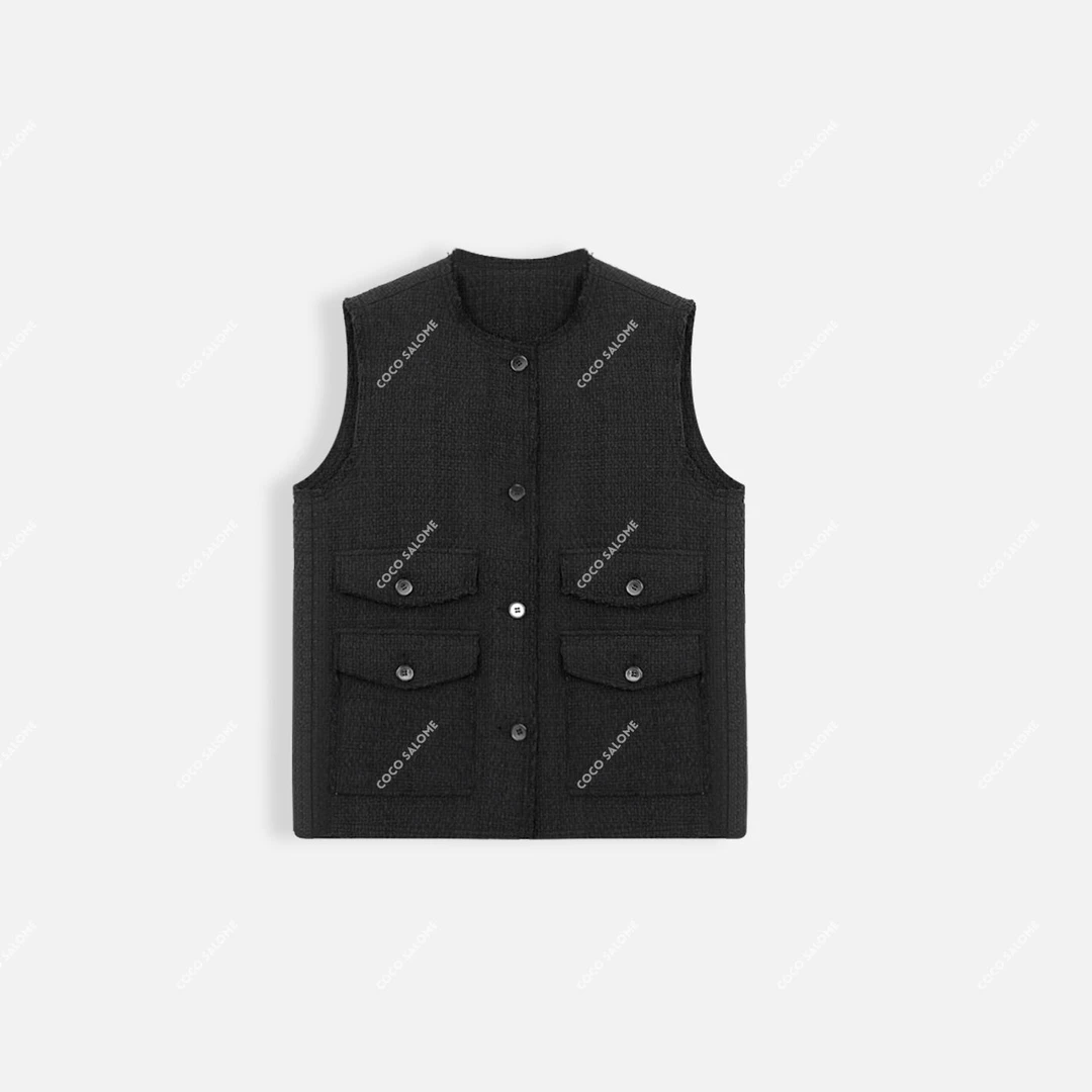 COCO SALOME⑥【纯纯小香】高级手工编织小香风女装百搭无袖马甲6968