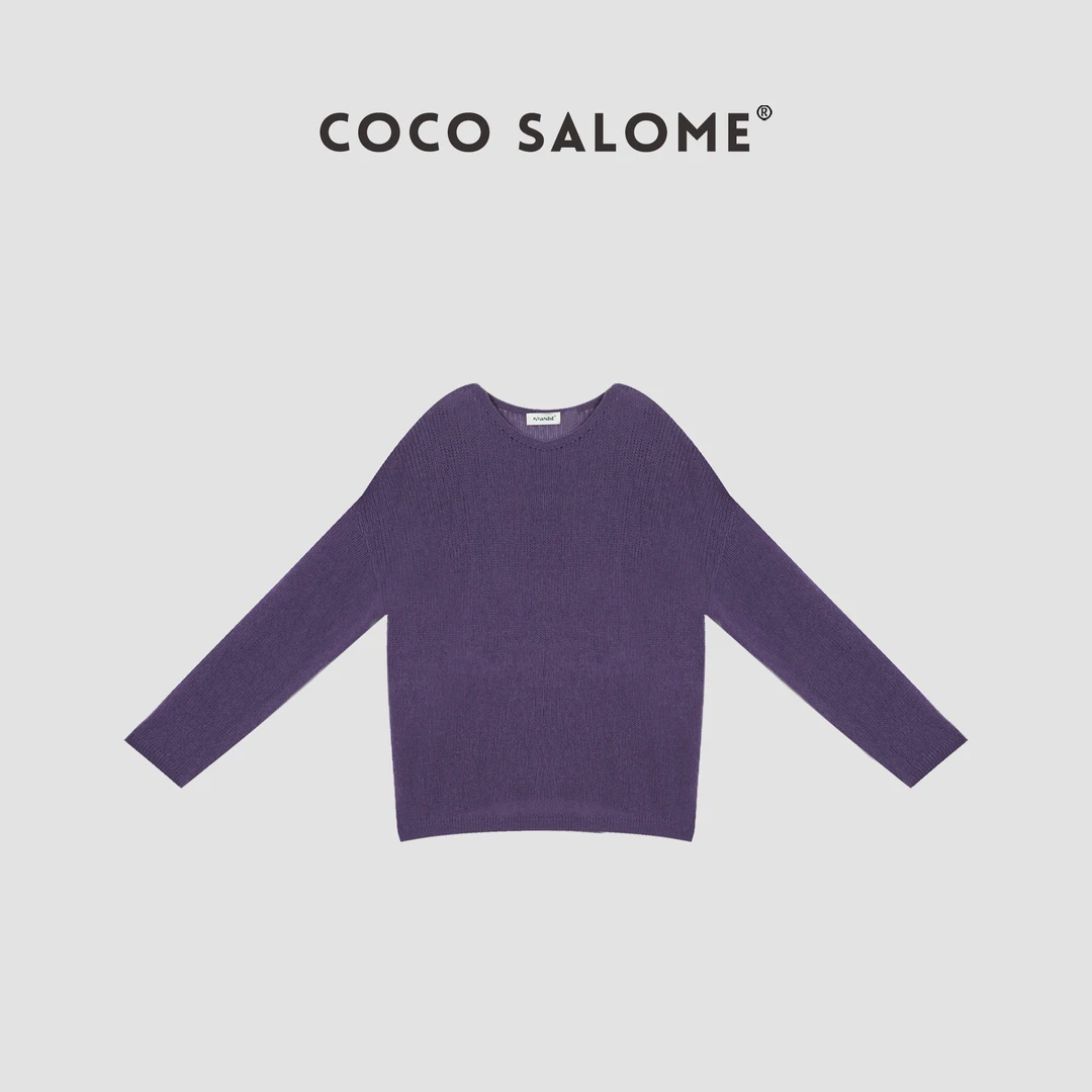 COCO SALOME⑥【薰衣草】100绵羊毛慵懒风宽松百搭宽领毛衣0159