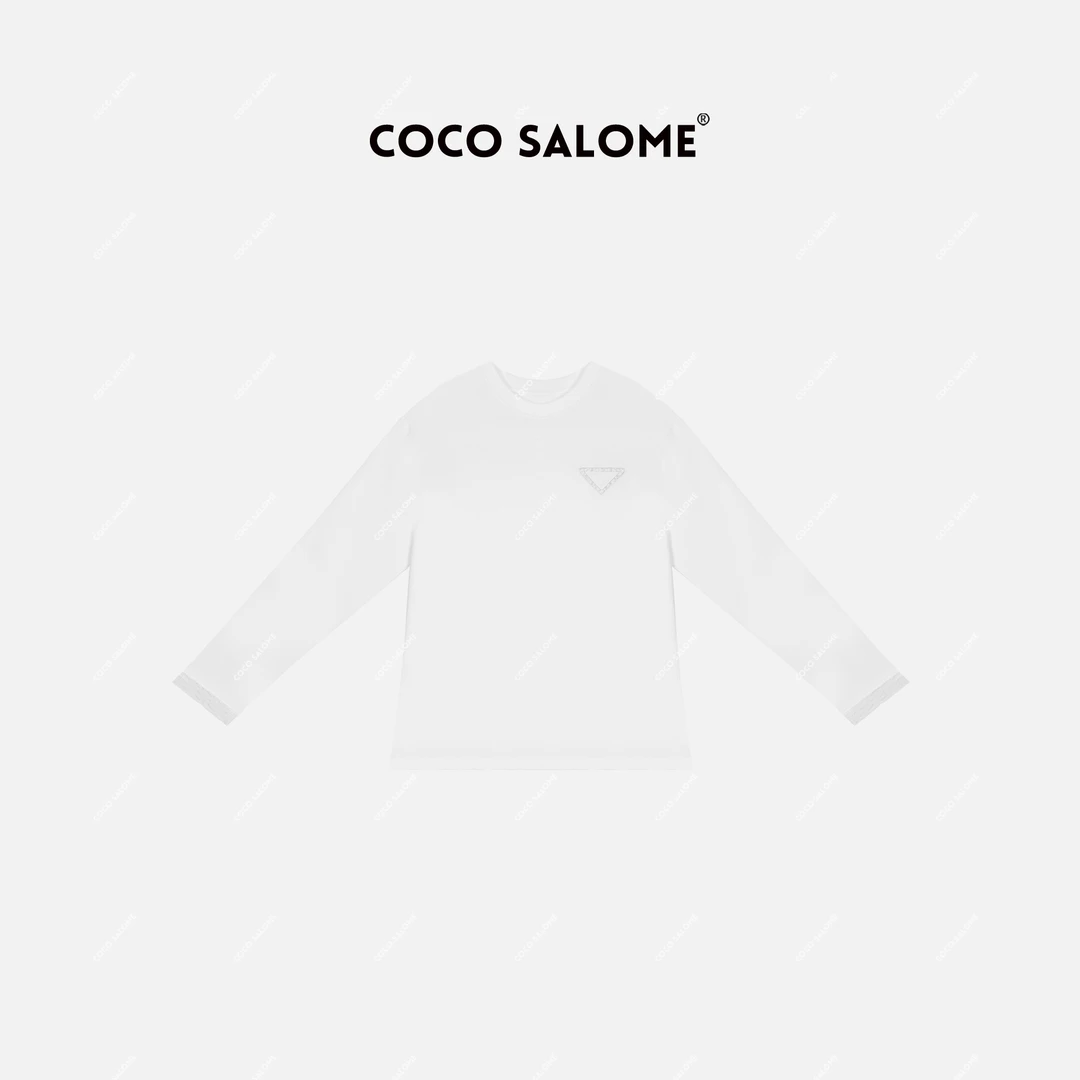 COCO SALOME⑨【唯爱】240g100棉气质休闲刺绣弹力显瘦内搭长袖575Z