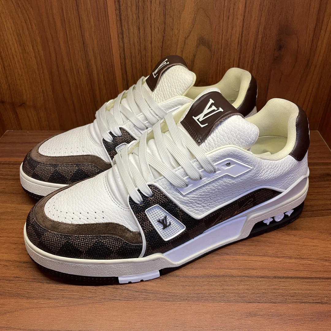 Louis Vuitton/路易威登白棕棋盘格Trainer板鞋/正品/海叔特惠