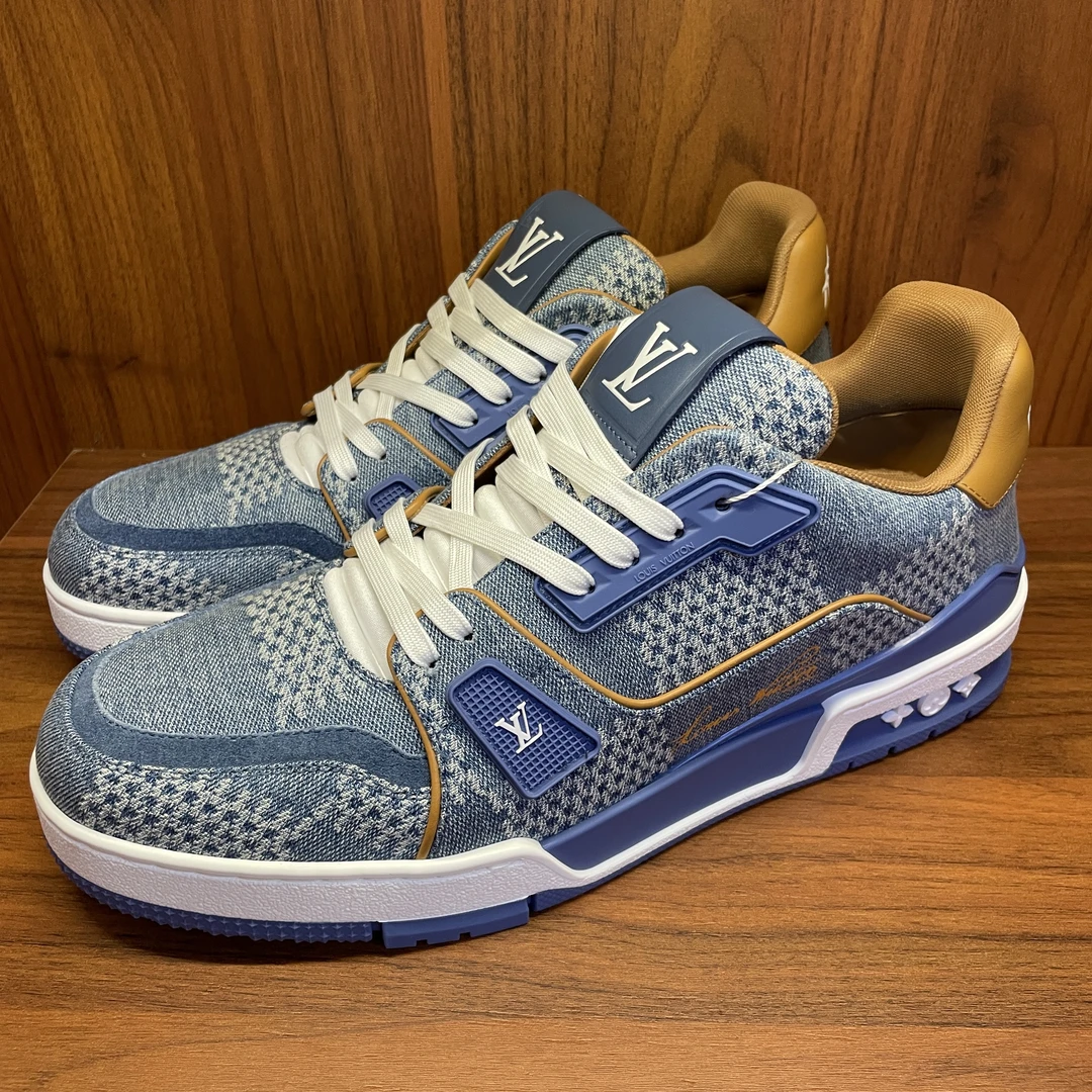 LouisVuitton/路易威登蓝色格纹Trainer板鞋/正品//折扣/海叔特惠