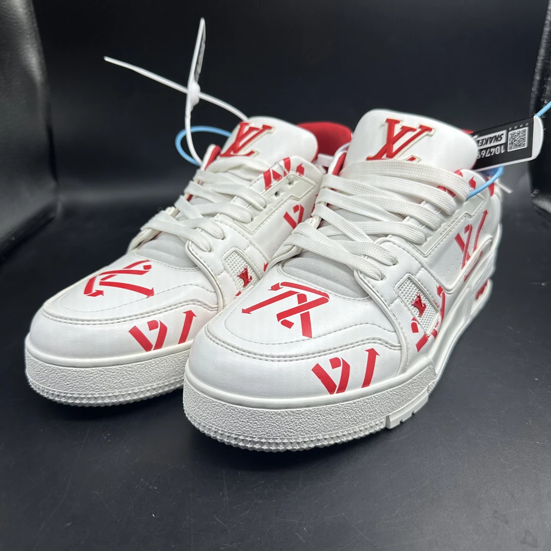 LouisVuitton/路易威登红白环保吹呢板鞋/正品/福利/全新未使用