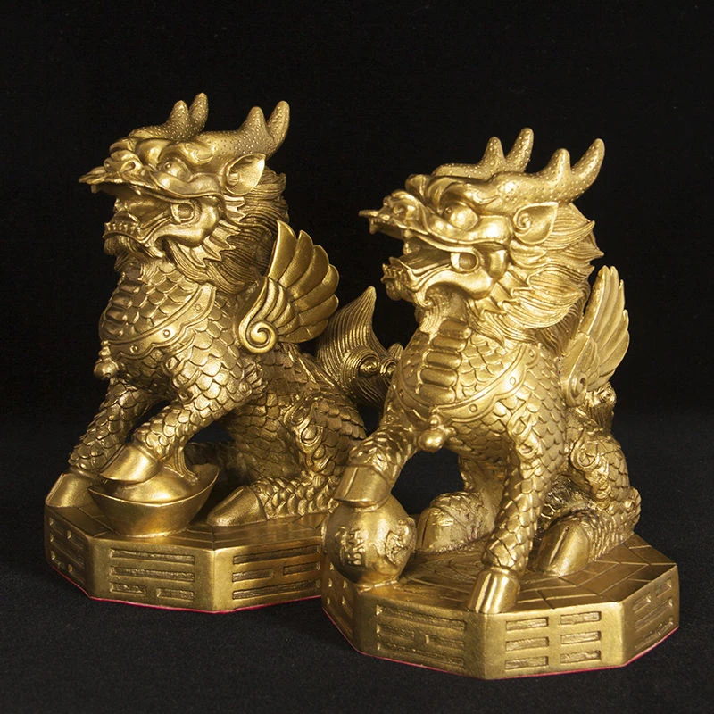 纯铜八卦麒麟摆件客厅卧室居家摆设装饰品