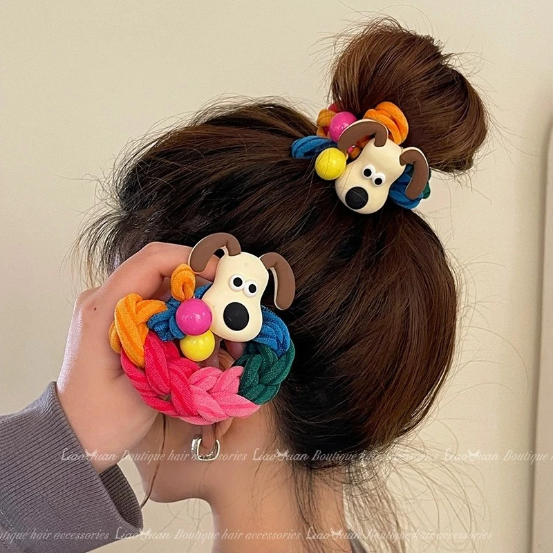 可爱无敌狗~加粗皮筋女扎头发绳高儿童弹力发圈2023新款简约彩色