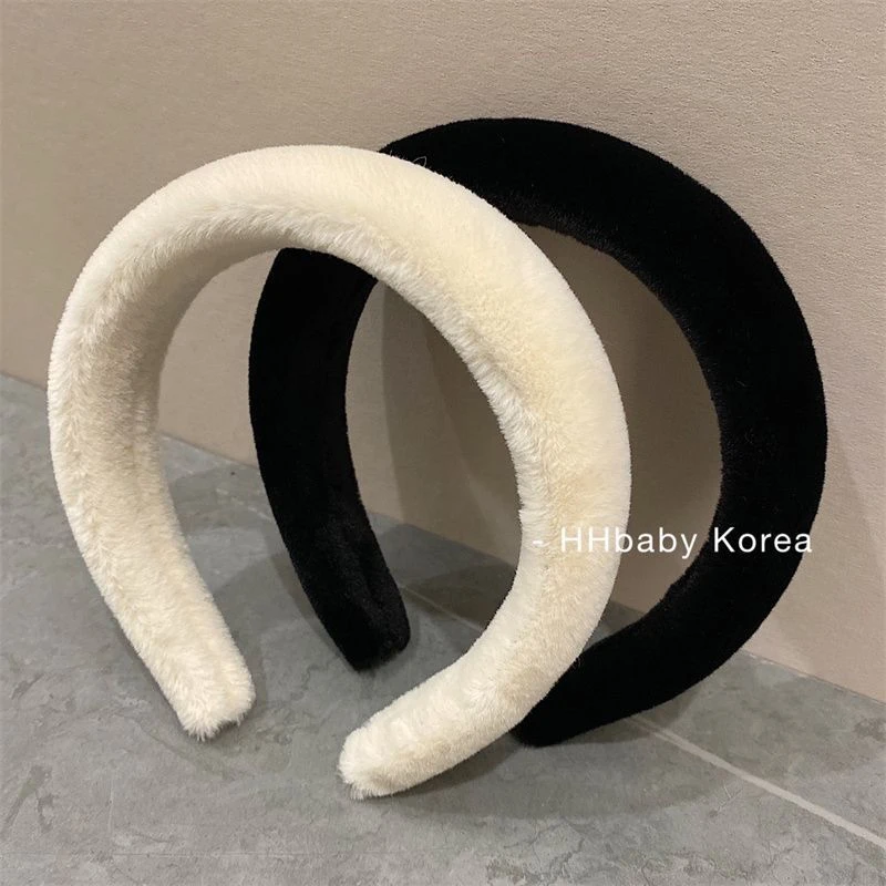 韩国仿兔毛毛海绵发箍增高颅顶网红外出毛绒头箍女小众洋气发饰品