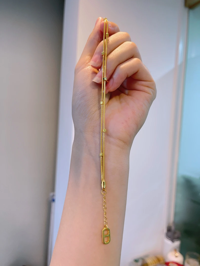 5G工艺足金999小方块双层蛇骨手链简约百搭小众