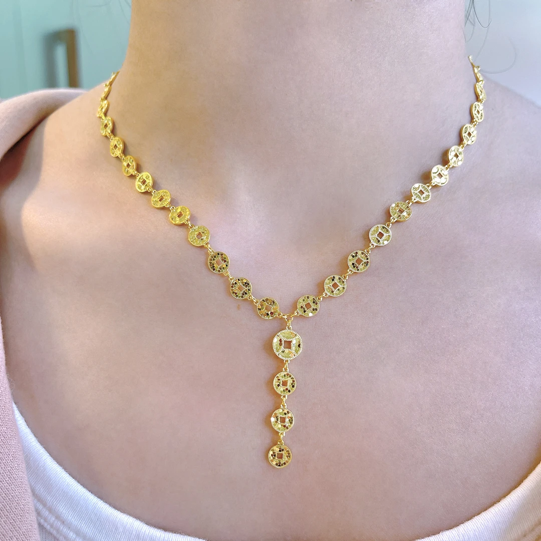 5G工艺足金999高级满圈财运亨通鱼鳞钱币套链