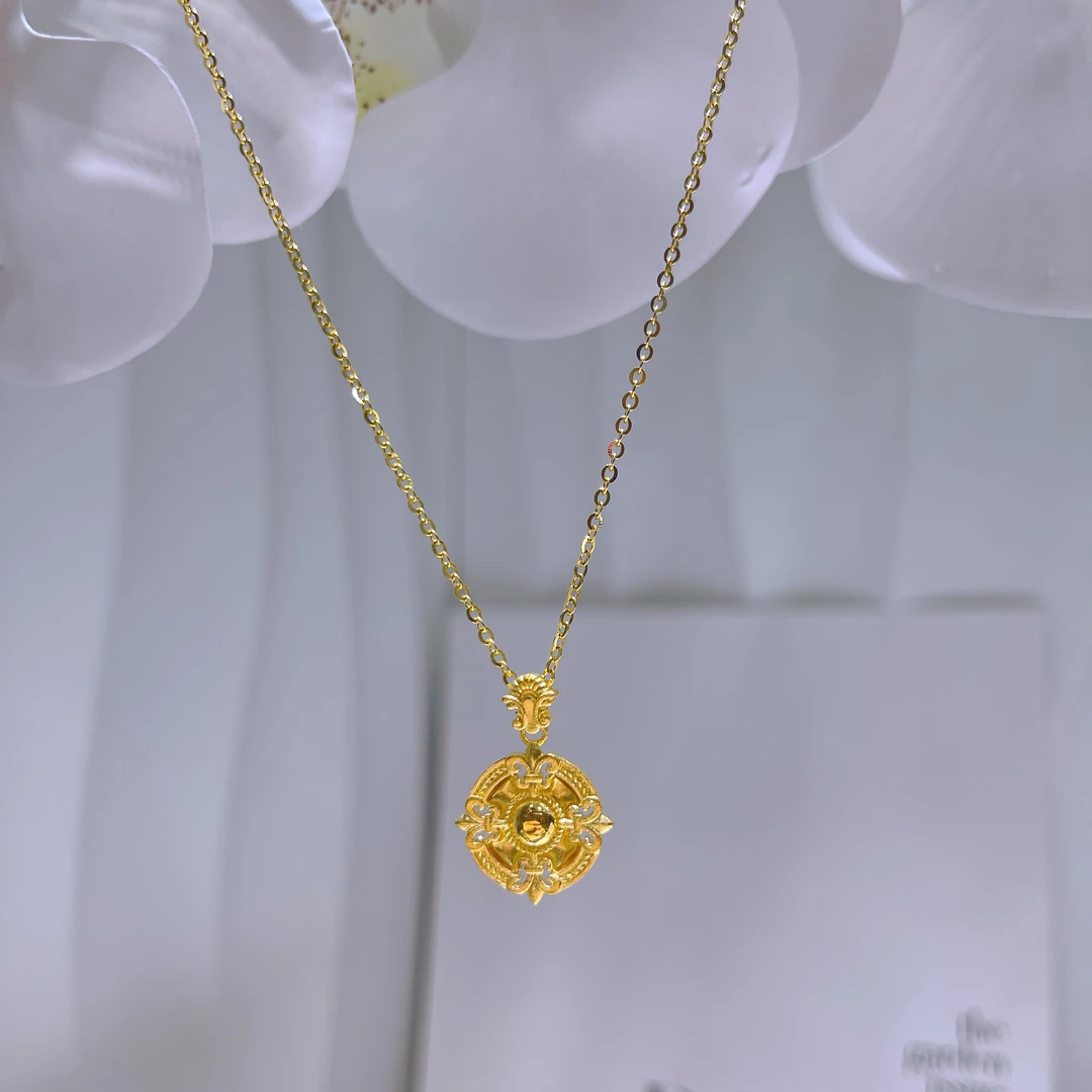 5G工艺足金999复古流金岁月复古风鸢尾花套链
