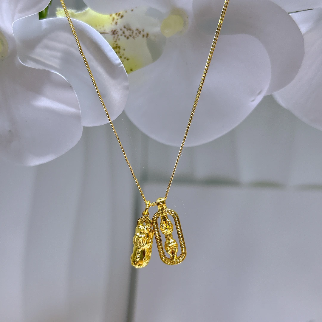 5G工艺足金999时尚百搭素金貔貅金杵套链