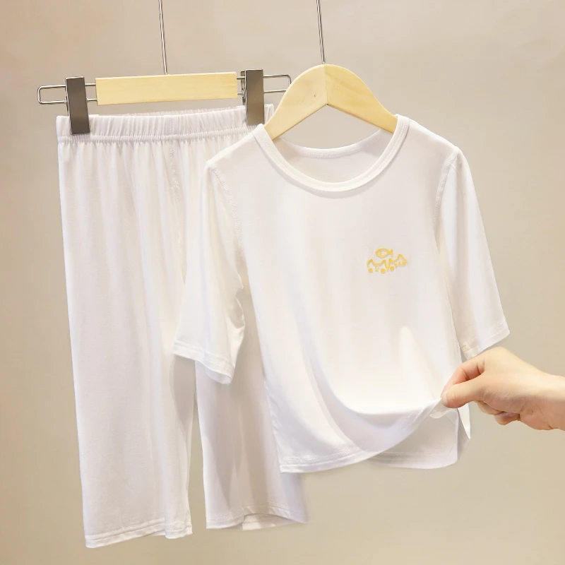 儿童睡衣夏季薄款莫代尔套装女童家居服男童宝宝空调宽松131386