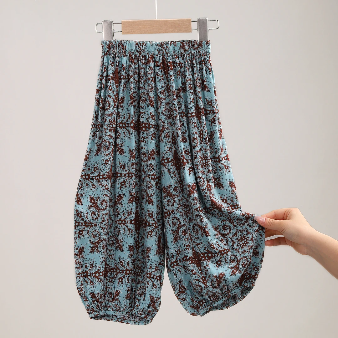 儿童夏季宽松九分碎花休闲裤运动裤宝宝防蚊裤 kis 2819