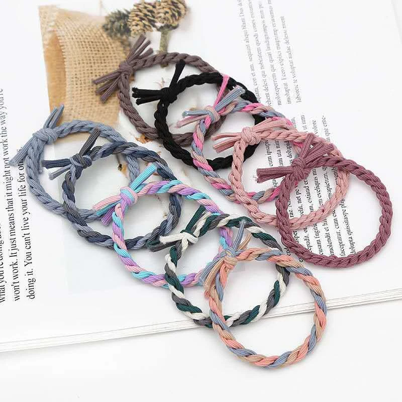 韩版高弹力头绳手链麻花学生女简发橡皮筋马尾头饰成人发圈