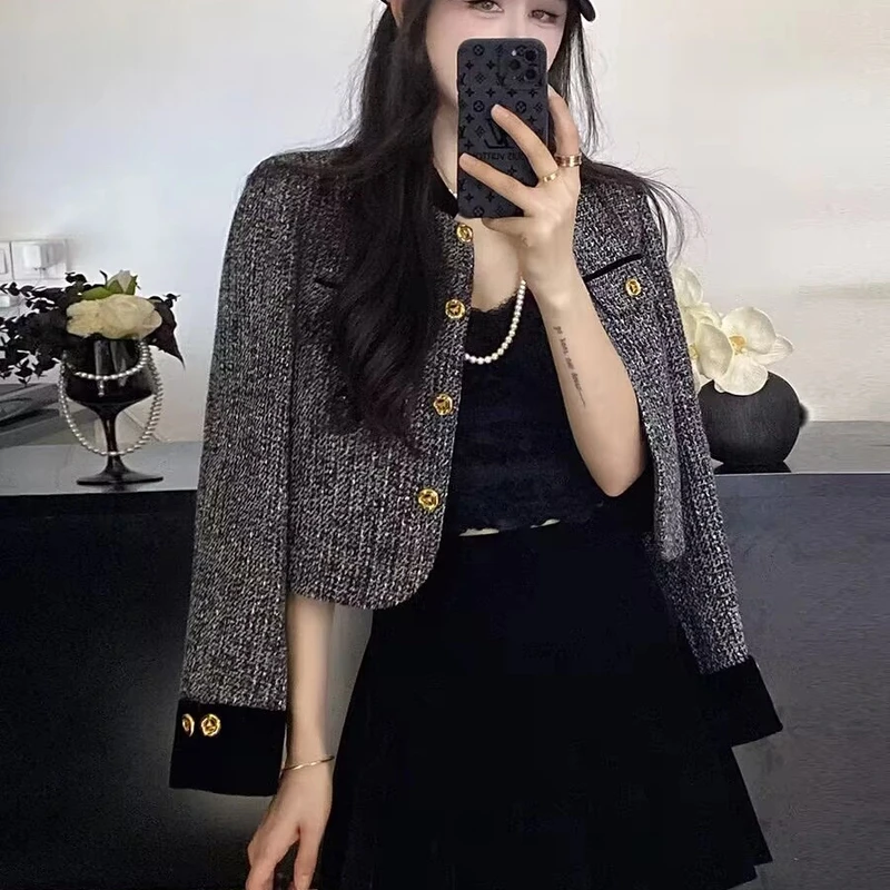 2025春季新款小香风轻奢时尚高级名媛上衣短款外套6606