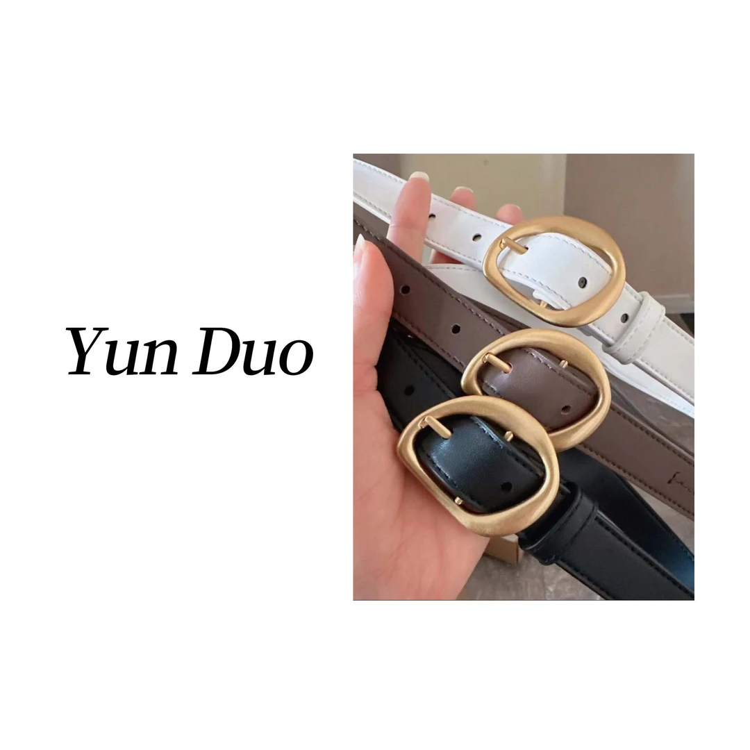 云朵定制 复古简约几何金属扣腰带 女光面针扣 EV93