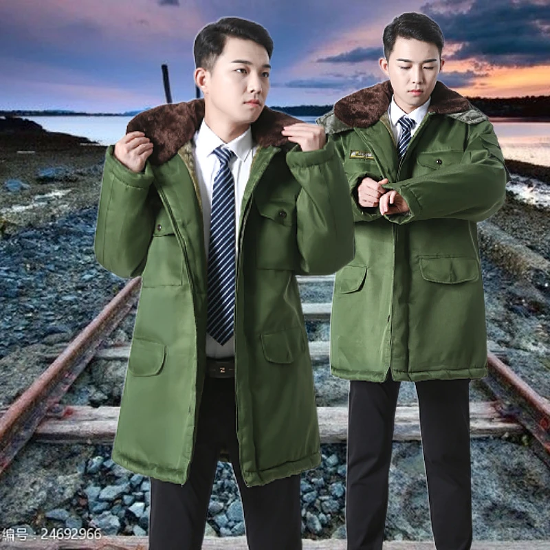 户外劳保服男中长款棉大衣保暖棉大衣冬季巡夜棉87士兵军大衣加厚