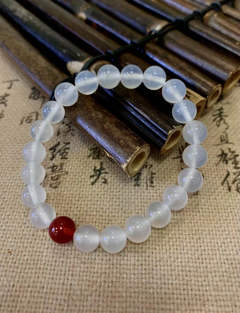 《镯凤凰》天然玛瑙玉髓手串白月光简约手链女款  005