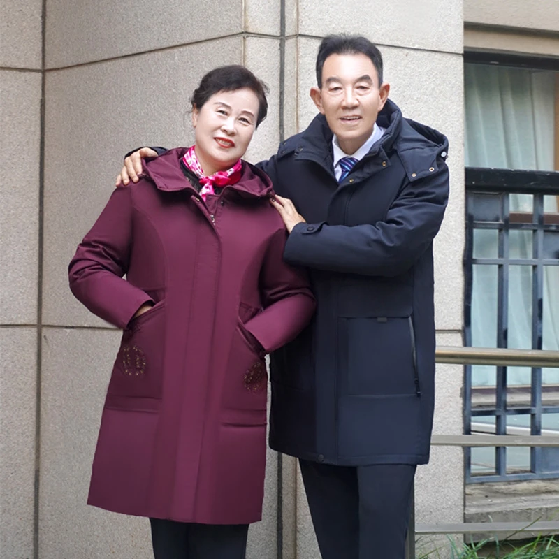 男女同款活里活面羽绒服短款中老年爸爸妈妈冬季保暖爷爷奶奶外套
