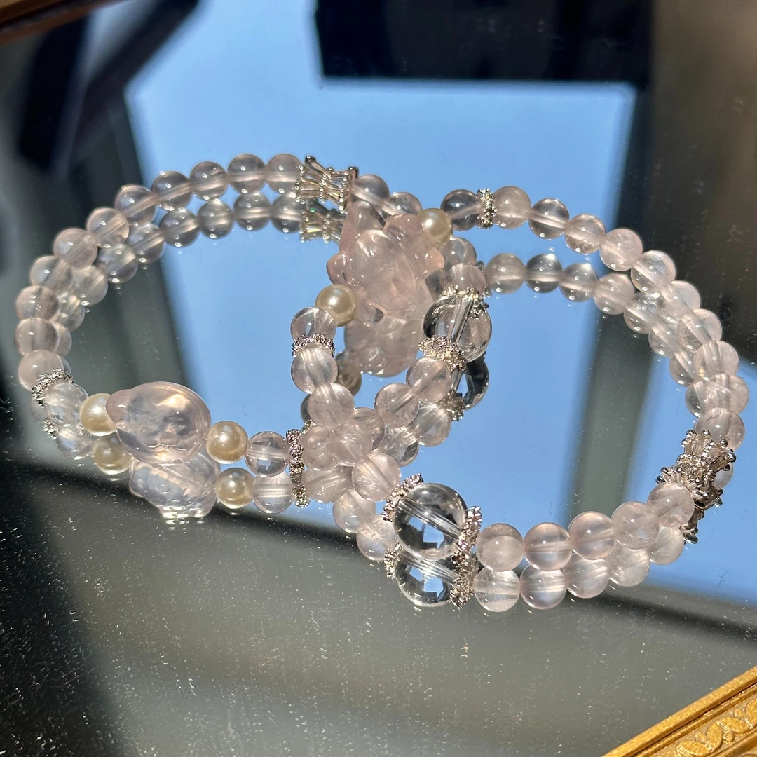 【喜饰原创 星光凯蒂】6mm星光粉手串 149 天然微瑕多样性发