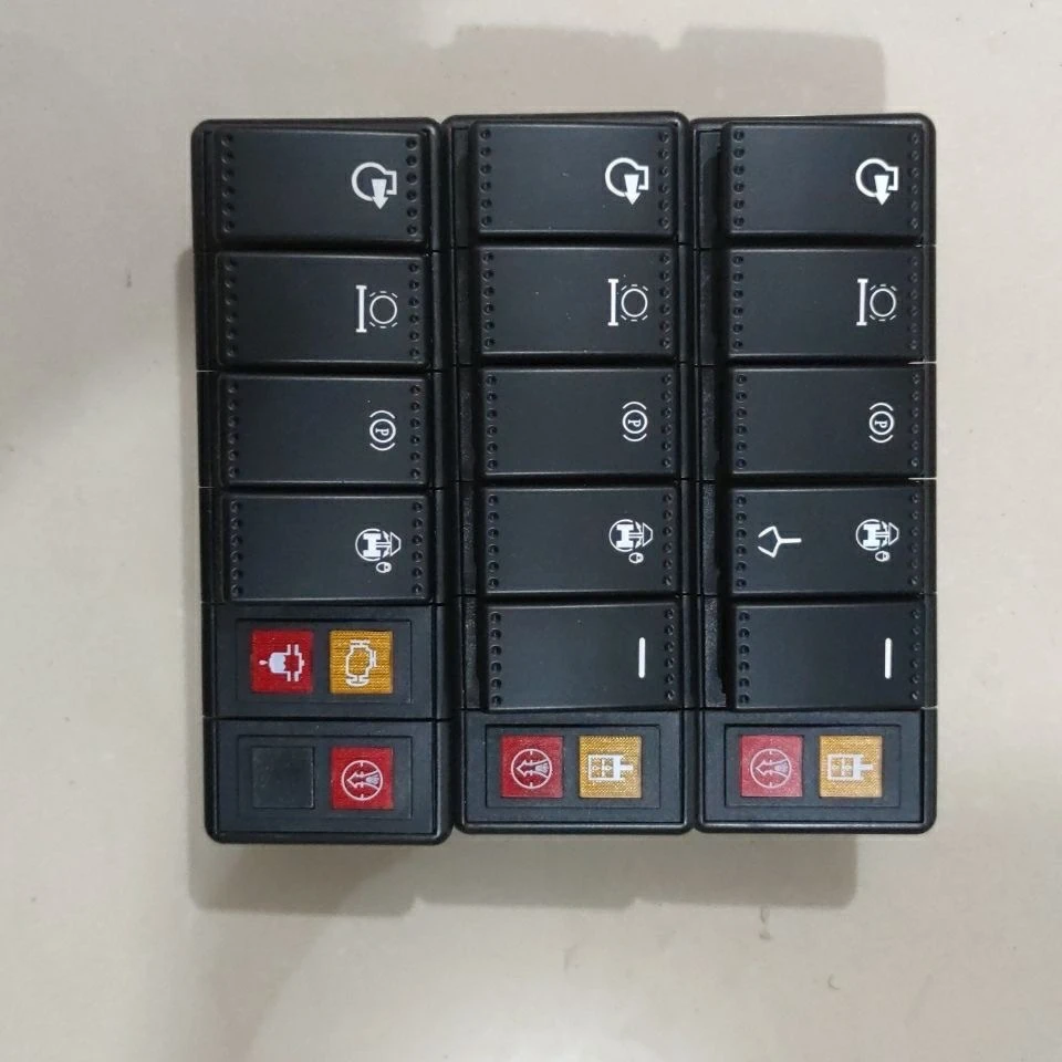 新源65/75胶轮式挖掘机 三体电磁阀翘板开关按键单排整排开关原厂