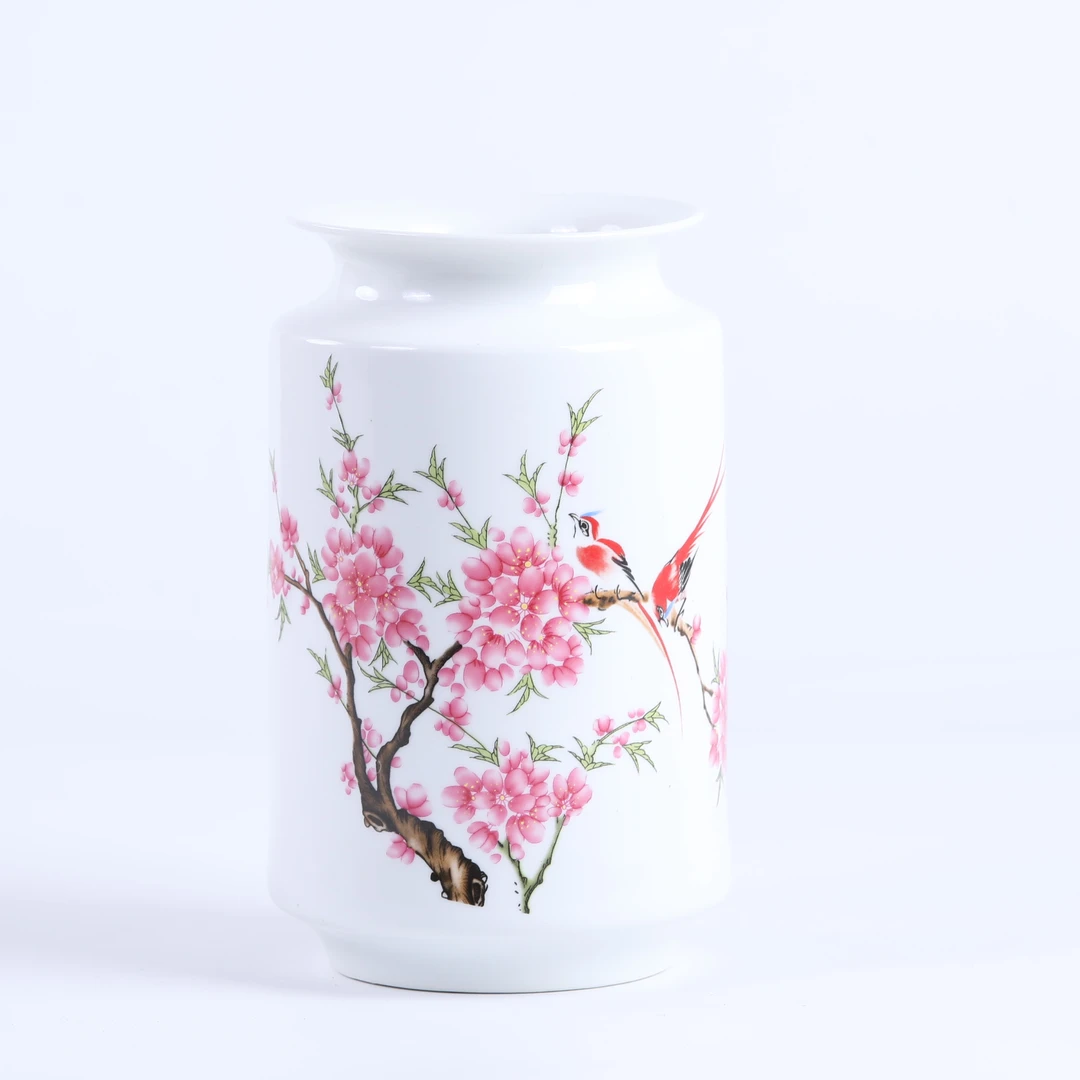 景德镇水点桃花花瓶