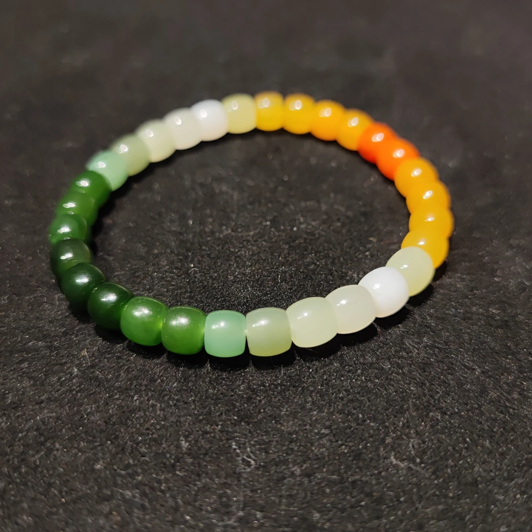 多宝和田玉手串6*7mm极限弧渐变素圈手串