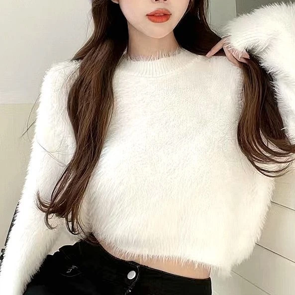 设计感小众软糯糯毛衣女秋冬温柔风短款长袖针织衫上衣潮