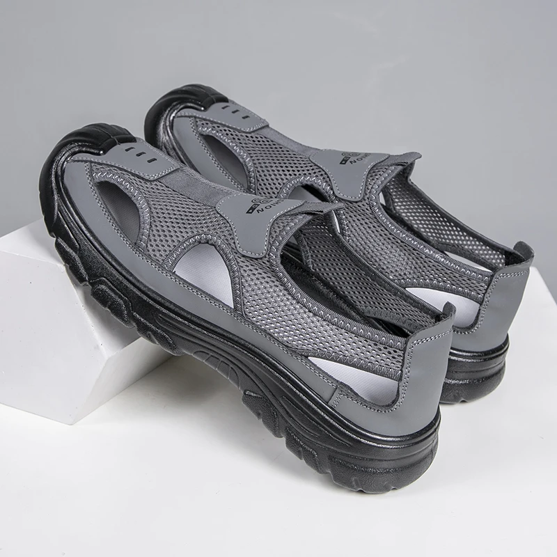 老北京布鞋夏季超轻薄凉鞋软底防滑包跟洞洞鞋夏款男士软底散步鞋