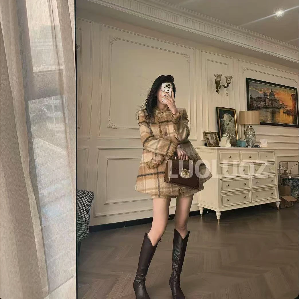 【现货】LUOLUOZ【尼河日照】绵羊毛秋冬设计感上衣外套＋短裤两件套