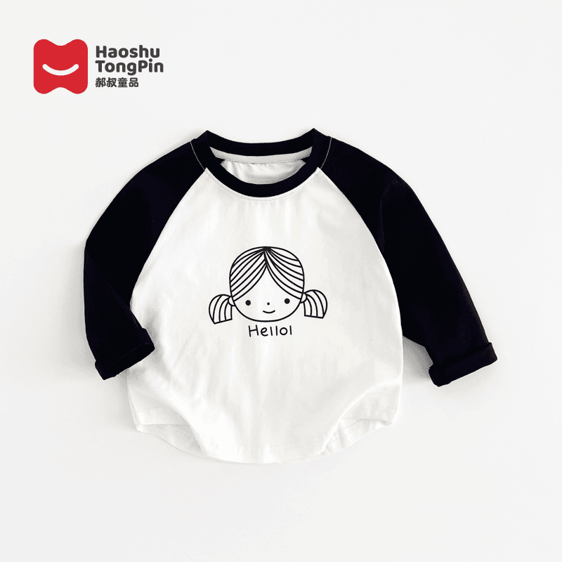 郝叔童品HQ4303女童韩版长袖T恤2024秋装新款小女孩洋气百搭上衣