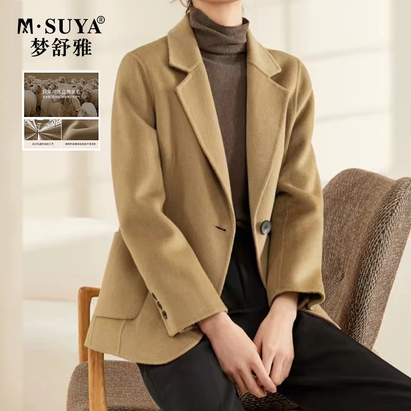 LY2206冬新款外套双面大衣羊毛毛呢中长款大衣气质