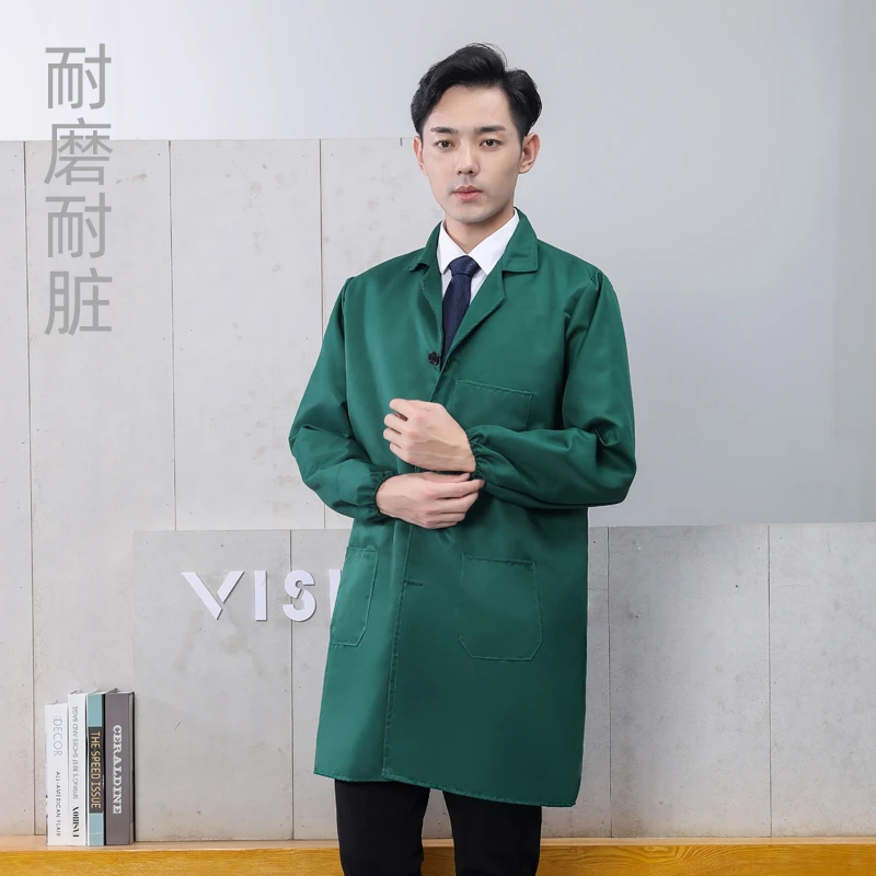 大褂工作服劳保工作服绿色大褂厚款防污耐磨中长款罩褂仓库搬运服