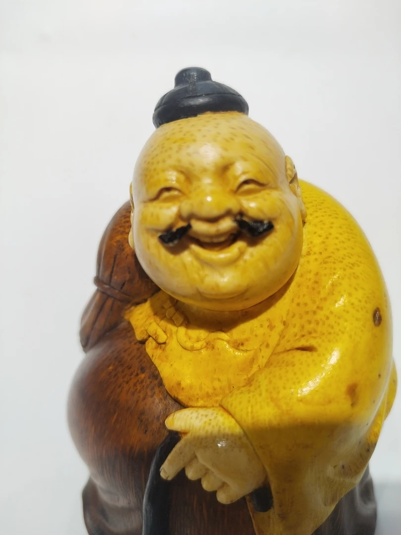 手把件，财主，竹根雕，大师精品，纯手工雕刻
