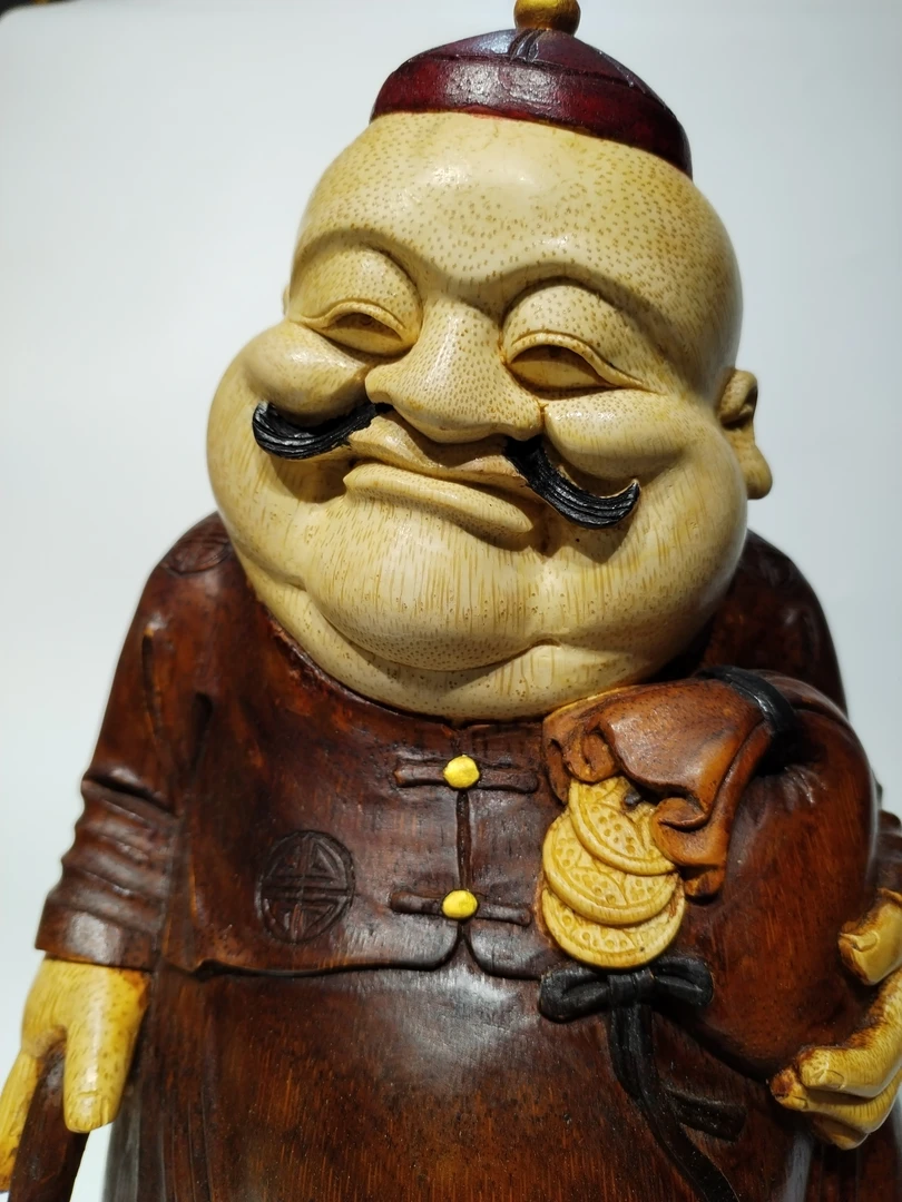 家居摆件，竹根雕财主，纯手工雕刻，收藏品，礼品